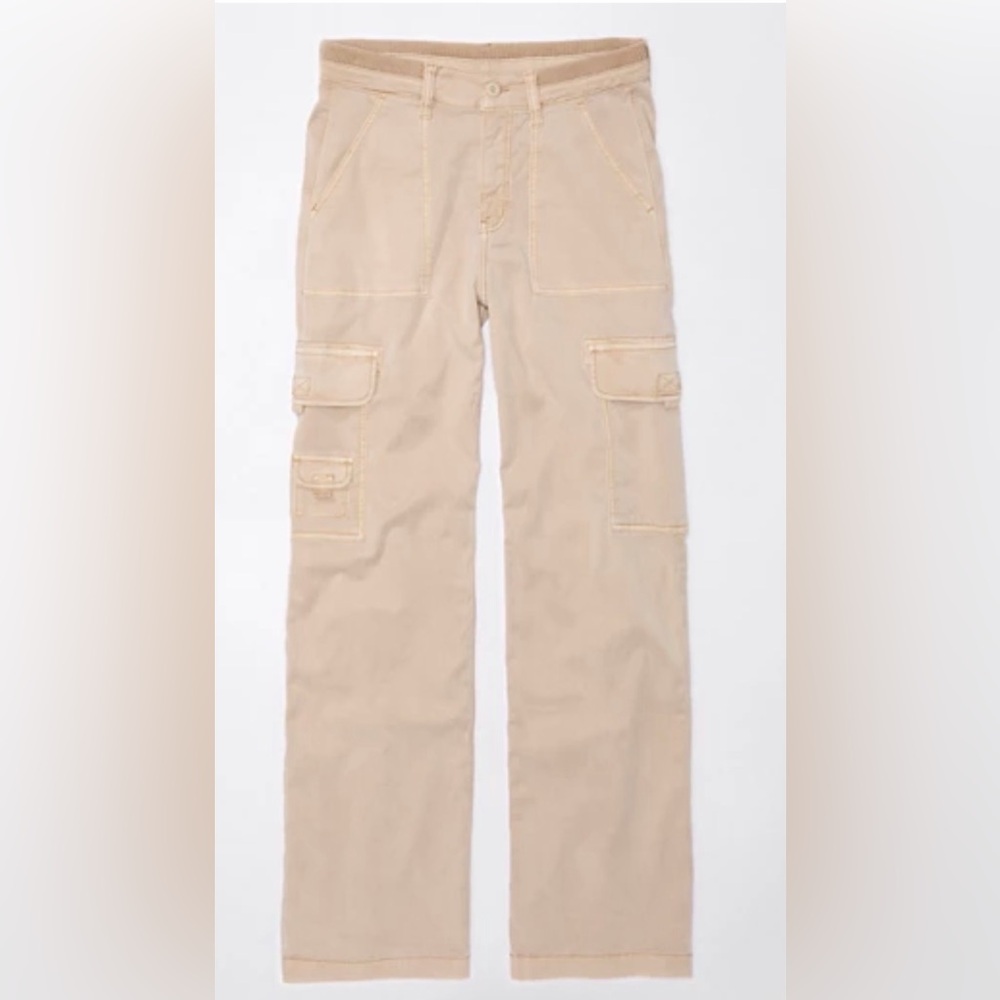 American Eagle Dreamy Drape Stretch Cargo Super High Waisted Baggy Wide Leg Pant